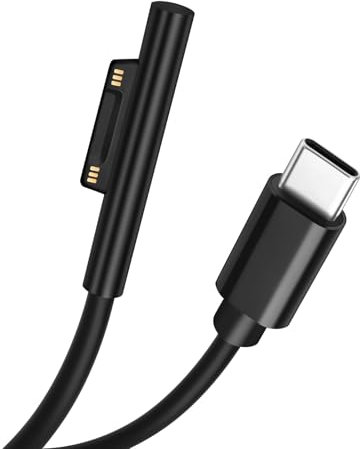 AIYEEN USB-C Male to Surface Magnetic Charging Cable, Supports PD up to 45W (15V/3A) Fast Charging, Compatible with Microsoft Surface Pro 7/6/5/4/3 Go/Book Surface Laptop 4/3/2, 0.3m/0.98ft