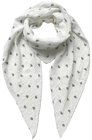 FASHION YOU WANT Musselin Tuch mit Herzen Dreieck HERZ1 Damen Halstuch Herzmuster Made in Italy 195x72cm Frühling Sommer Weich Leicht kuscheliger Baumwolle Schal (weiß/grau)