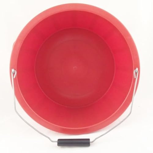 Shallow/Feeder Bucket – 15L (3 Gallon) Heavy-Duty Multi-Purpose Tub with Strong Gripper Handle-Stackable & Durable Variants-Stable for horses or plaster bucketRed Pack of 4