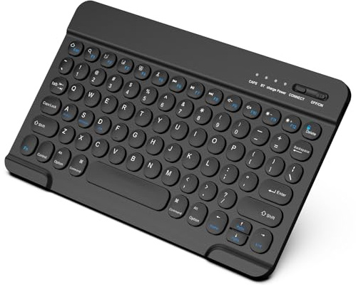 SZO Universal Bluetooth Keyboard for iPad 10th 11th Gen, iPad Air/Pro, Rechargeable Wireless Keyboard for iOS, Windows, Mac, Android, Tablet, Laptop [US Layout] Black