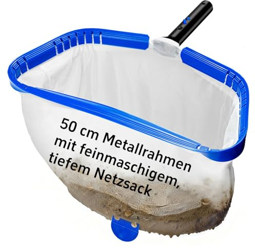 ROMIVO Retino Piscina a Maglia Ultra Fine 20 (Larghezza Telaio 50 cm), Retino per Piscina e Laghetto con Telaio in Alluminio, Rete Profonda per Foglie, Sabbia, Alghe e Detriti, Asta Non Inclusa