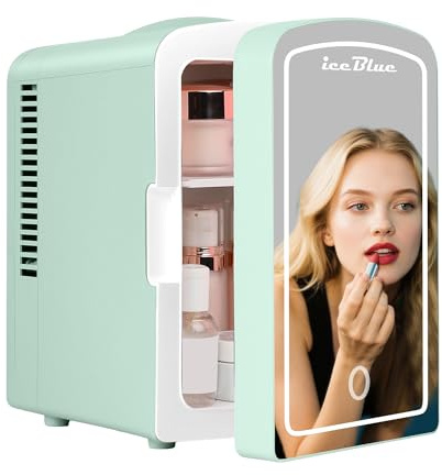 Iceblue Mini-Kühlschränke, Hautpflege Kühlschrank mit verstellbarer LED-Licht, 4L / 6Dosen Kompakt Make-up-Kühlschrank für Kosmetik & Getränke, kleiner Kühler für Zuhause, Auto, Geschenke (Grün)