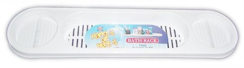 White Plastic Over Bath Rack Suitable for fixing to the wall or laying across Bath Tub