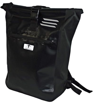 Red Loon Rolltop Rucksack Wasserdicht Fahrrad Rucksack Männer | Kurier Rucksack Rolltop wasserdicht | Wasserfester Rucksack LKW Plane | Motorrad Rucksack wasserdicht - schwarz