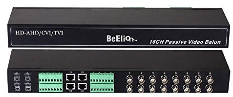 16-Channel Heavy-Duty Metal Video Balun Transceiver - BNC to RJ45 Converter for CCTV DVR, Surge Protection, CAT5/6 Compatible, 1U Rack Mount