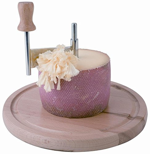 Trancheuse à fromage APS avec couvercle, Ø 22cm, H : 15cm, bois de hêtre, acier inoxydable, coupe en fines lamelles des fromages à pâte dure tels que la Tête de Moine.