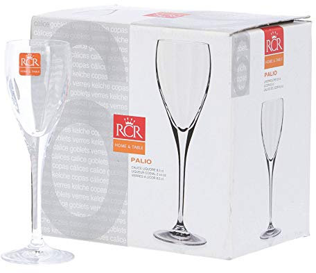 RCR Palio Calici Liquore, Vetro, Trasparente, Confezione da 6 Pezzi, 8 cl