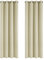 Deconovo Vorhang Blickdicht Verdunkelungsvorhang Gardine Wohnzimmer Thermogardine Kälteschutz Ösen, 245x140 cm(HöhexBreite), Beige, 2er Set