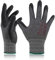 DEX FIT Work Gloves FN330, 3D Comfort Stretch Fit, Power Grip, Durable Foam Nitrile Coated, Smart Touch, Thin & Lightweight, Machine Washable; 12 Pairs (Black Grey, M)