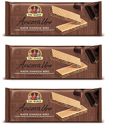3x Tre Marie Ancora Uno Wafer Gianduia Nero mit Gianduja-Creme Produkt erhalten von Piemont Haselnuss IGP 175g