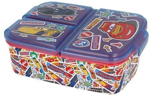 Premium Brotdose Cars Lunchbox mit 3 Fächern, Bento Brotbox für Kinder - ideal für Schule, Kindergarten oder Freizeit