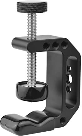 Andoer C Clamp Camera Mount, Black, Aluminium Alloy, Universal, for Monitor, Camera, 1/4 Inch - 3/8 Inch Screw Holes, 4.5 cm Jaw Width