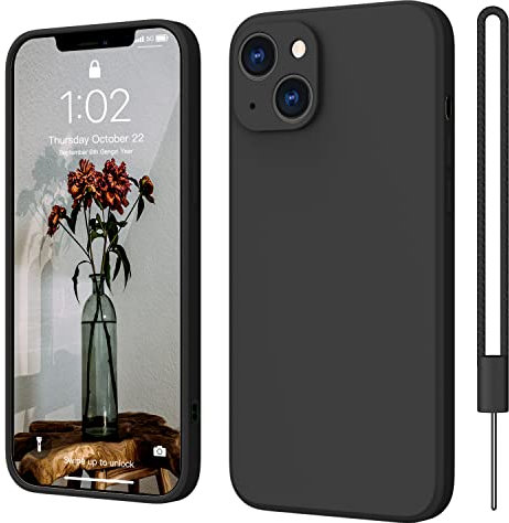 ElestBela iPhone 13 Hülle Silikon Case, Hanyhülle, Ultra Dünn Slim mit Microfiber, Kratzfeste Rundumschutz Case Schutzhülle für iPhone 13 6.1'' Matt Schwarz