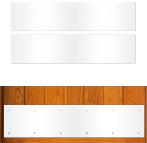 Bikykose 2pcs 34×6Inch Aluminum Door Kick Plates for Exterior Doors – Decorative Protection to Prevent Damage from Kicking – Stylish and Durable Door Kick Plate(White)