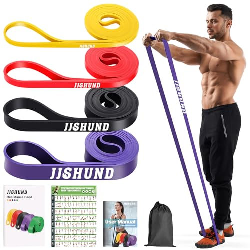 4 Pcs Elastique Musculation, Elastique Sport en Latex Bande Elastique Musculation avec Sac, Bande de Résistance Bande Elastique Fitness pour Exercice Gym Fitness Pilates Yoga