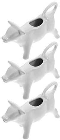 ABOOFAN 3pcs Ceramic Milk Pitcher White Porcelain Creamer Pitcher Cow Gravy Boat 40ml Small Soy Sauce Jug Coffee Tea Cup Dipping Bowl Sauce Serving Dish Salad Dressing Container