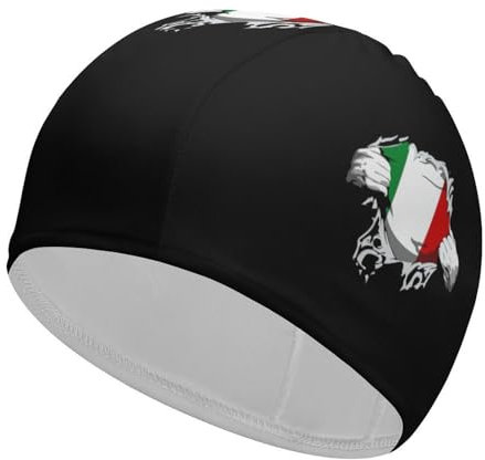 Bonnet de bain tendance drapeau italien pour femmes et hommes - Bonnet de bain confortable pour cheveux longs et courts