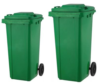 BURAKH Recycling Wheelie Bin Dustbin Rubbish Waste Trash Kitchen Home Office 100L 120L EN840 | Outdoor Rubbish Waste Bin with Wheels | Recycling Food Dustbin Outdoor Wheelie Bin Green (120L)
