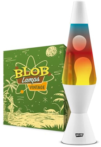 Blob Lamps® Sunset Liquid Motion Lamp Vintage Sunset Effect White Wax & White Metal Base & Cap 14.5” Mood Lamp Light