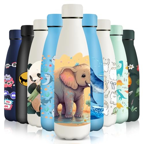 HoneyHolly Gourde Isotherme, Acier Inoxydable 18/8, Bouteille Isotherme, 500ML Sans BPA, Gourde Inox Enfant, Étanche Double Isolation, Bouteille Inox pour Le Camping, Les Écoles, Les Gymnases