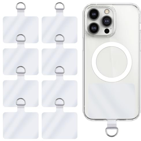 Cobee Universal Phone Tether Tabs, 4 Pcs 2.28 x 1.5 D-Buckle Phone Lanyard Ersatzteil PVC Transparent Phone Lanyard Patches for Safety Drop Protection Kompatibel mit den meisten (8, Transparent)