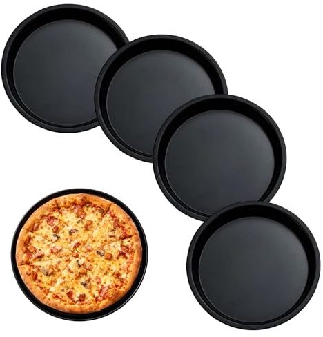 MFCGHXR Teglia per Pizza Mini da Forno, 4 Pezzi, 15 cm, con Rivestimento Antiaderente, Resistente al Calore Fino a 230°C, per Pizza, Torte e Dolci, Facile da Pulire