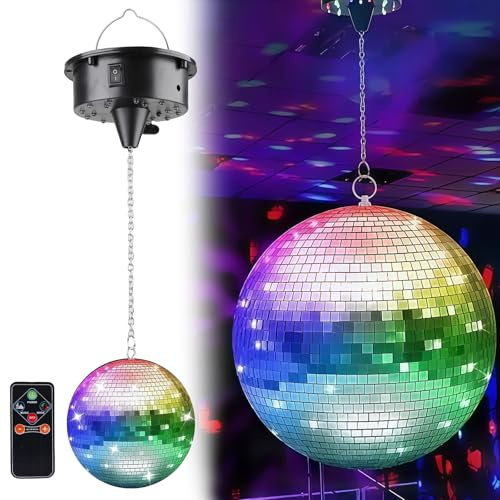Discokula spegelkula: Discokula roterande motor från 10 varv/min, fjärrkontroll discokula med LED, 12 cm diskokula för fester, ljudaktiverad för dansfester, diskokula dekoration för klubbar, barer