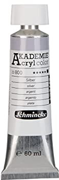 Schmincke - AKADEMIE Acryl color, Silber in 60 ml-Tube, 23800011, feine Künstler-Acrylfarbe, brillant, hoch lichtecht und kadmiumfrei, für Acrylmalerei, Mixed Media