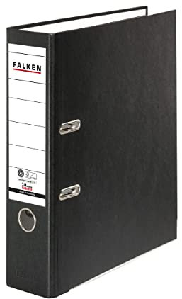 Original Falken Recycolor Umwelt-Ordner Öko. Made in Germany. Farbiger Papierbezug außen 8 cm breit DIN A4 schwarz Ringordner Aktenordner Briefordner Büroordner Pappordner CO2-Neutral Blauer Engel