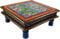 GURU SHOP Bemalter Kleiner Tisch, Minitisch, Blumenbank - Seerose Blau/rot, 16x38x38 cm, Kaffeetische & Bodentische