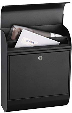 MEFA Briefkasten Pearl 872 (Farbe Tiefschwarz, Einwurfklappe oben, Entnahme vorne, Größe: 450x352x160 mm) 872100DE
