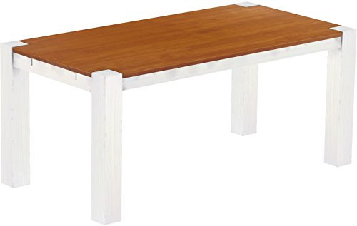 Esstisch Rio Kanto 180x90 cm Kirschbaum Weiss Pinie Massivholz Größe und Farbe wählbar Esszimmertisch Küchentisch Holztisch Echtholz vorgerichtet für Ansteckplatten Tisch ausziehbar Brasilmöbel