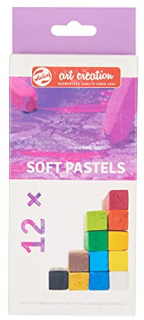 Talens Art Creation - Soft Pastel Set 12 Colours - Vivid Pigment - Velvet Finish - Easy Blend - Square Shape - Ideal for Artists - Crayon Style