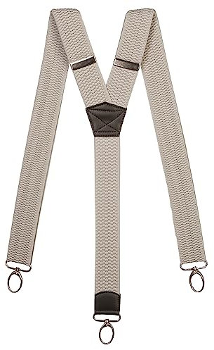 Olata Y Hosenträger mit Karabinerhaken – Frauen- und Herren Hosenträger – 4 cm. Hellgrau