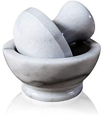 Mortier Champignon de Cuisine Marbre Blanc Fabriqué en Italie 10 cm