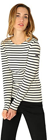 Armor Lux Damen Im Marine-stil Lesconil Aus Dicker Baumwolle T-Shirt, Mehrfarbig (Nature/Rich Navy Bi7), XL EU