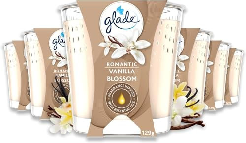 Glade Duft-Kerze im Glas, 6er Pack, Romantic Vanilla Blossom, bis zu 30 Stunden Brenndauer (6 x 129g)
