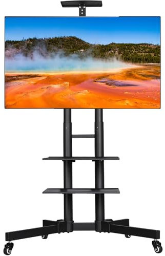 Yaheetech Support TV sur Pied Meuble TV Mobile Charge Max 50kg avec Gestion des Câbles 3 Tablettes pour 32 à 75 Pouce écrans/LCD/LED/Plasma VESA 100x100 mm à 600x400 mm