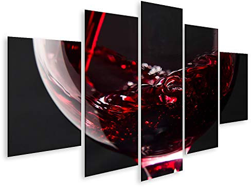 islandburner Tableau sur toile Verre à vin rouge fond noir 2 Cadre Affiche Poster Murale Tableaux