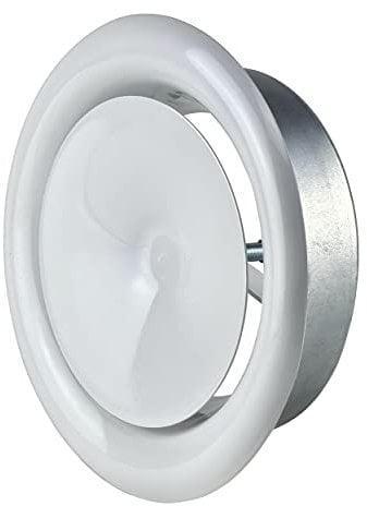 Steinberg14 White 160mm Air Supply Valve - 6.3 inch Extractor Fan Vent Cover - Round Adjustable Air Vent - Bathroom Diffuser - Wall Vent Cover - Ceiling Vent Grille - Metal Ventilation Grille