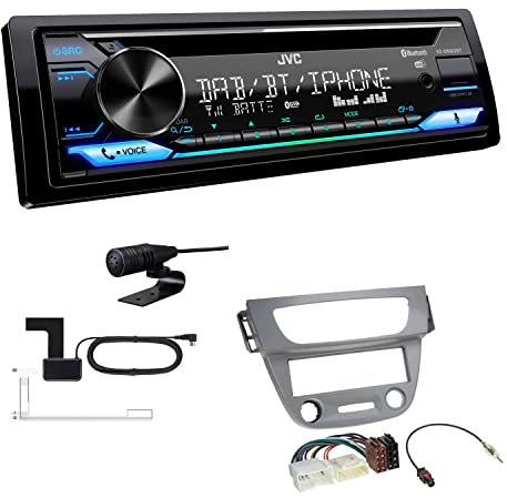 JVC KD-DB922BT 1-DIN Autoradio CD-Receiver Bluetooth DAB+ Digital Radio Einbauset passend für Renault Megane III 2008-2014 grau