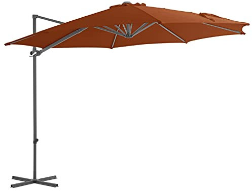 ZEYUAN Ampelschirm mit StahlMast, Balkon Sonnenschirm, Marktschirm, Garten, Balkon Schirm, Sonnen Schirme, Balkonschirm, Terrakotta-Rot 300 cm