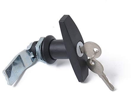 T-Griff Schloss Kit mit Schlüsseln T-Griff Garagentorschloss Türschloss für Anhänger Wohnwagen Werkzeugkastenschloss (Schwarz, 1 Stück)