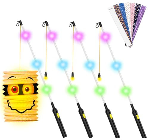 Heelay® 4er LED Laternenstab Elektrisch 50cm für St Martin, LED Laternenstab Electric 50cm Sankt Martin Laterne Kinder Elektrischer Stab für Laternenumzüge Kinder Martinsumzüge Kostümpartys