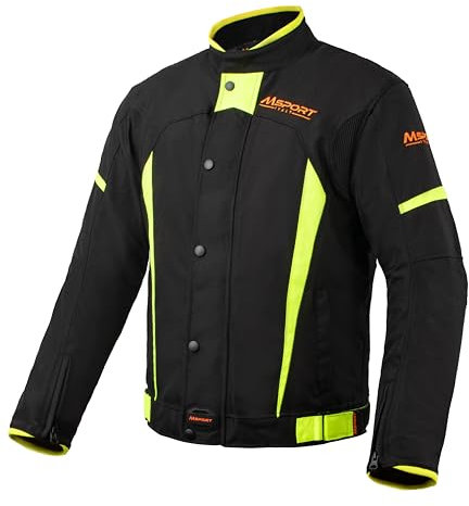 Msport Chaqueta de Moto 4 Estaciones para Hombre – Chaqueta de moto Impermeable, Transpirable, con Forro Térmico Desmontable y Protecciones - Chaqueta 4XL