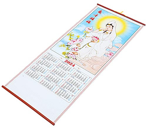 PRETYZOOM Hängender Kalender 2024 Jahr Chinesischer Stil Neujahrskalender Wiederverwendbarer Kalender Für