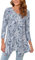 Enmain Camiseta Mujer Manga 3/4 Top Túnica Larga Cuello de Pico Blusa Elegante y Cómoda Talla Grande Tops Estampadas T Shirt para Mujeres,Azul y Blanco,XL