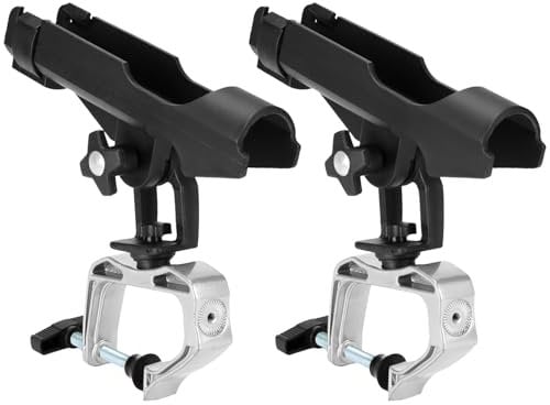 QWORK® Pack de 2 portacañas de pescar para embarcaciones, barcos de pesca, kayaks - portacañas ajustables en 360 grados - fácil de montar, estable y versátil