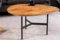 LEBENSwohnART Design Couchtisch BELLEZA 60cm Natural Sheesham-Holz Palisander Schwarze Metallbeine dreieckig oval