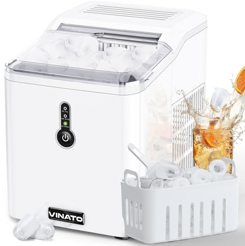 VINATO Machine a Glacons, Machine à Glacons Petite, 9 Glaçons en Seulement 9 Minutes, Fonctionnement Silencieux, Machines à Glaçons 12kg/24h, Machine à Glaçon pour une Utilisation Domestique
